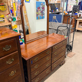 Solid Wood Dresser with Attached Mirror
