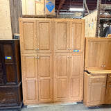 15pc Oak Kitchen Cabinet Set with Wine Rack & Carved Trim
