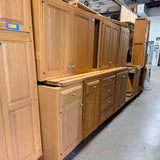 15pc Oak Kitchen Cabinet Set with Wine Rack & Carved Trim
