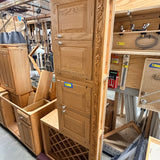 15pc Oak Kitchen Cabinet Set with Wine Rack & Carved Trim