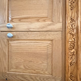 15pc Oak Kitchen Cabinet Set with Wine Rack & Carved Trim