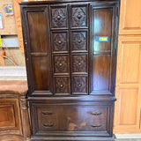 Vintage Dark Walnut-Stained Wood Armoire