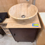 Travertine Vessel Sink Vanity Set w/ Faucet & Stone Top