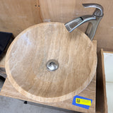 Travertine Vessel Sink Vanity Set w/ Faucet & Stone Top