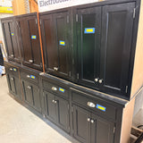 4pc Black Raised-Panel Wood Kitchen Cabinet Set