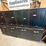 4pc Black Raised-Panel Wood Kitchen Cabinet Set