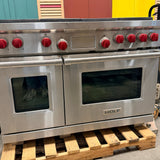 Wolf 48" Stainless Steel Dual-Fuel Pro Range w/ Double Ovens & Signature Red Knobs