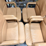 Leather Upholstered Executive Office Armchairs with Casters (Tan/Camel)