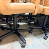 Leather Upholstered Executive Office Armchairs with Casters (Tan/Camel)