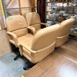 Leather Upholstered Executive Office Armchairs with Casters (Tan/Camel)