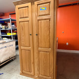 Oak Veneer Double-Door Wardrobe Armoire