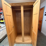 Oak Veneer Double-Door Wardrobe Armoire