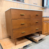 Mid-Century Modern Bathroom Vanity w/ Undermount Oval Sink & Brushed Gold Hardware