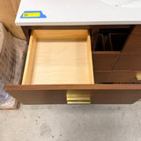 Mid-Century Modern Bathroom Vanity w/ Undermount Oval Sink & Brushed Gold Hardware