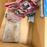 Red Cast Iron Pipe Vise w/ Wood Mounting Board (Bench-Mount Plumber's Vise)