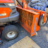 Husqvarna Gas-Powered Riding Lawn Tractor w/ Tow-Behind Spike/Plug Aerator Attachment (Orange)