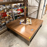 Low-Profile Coffee Table (Walnut-Tone Veneer Top, Dark Espresso Metal Base)