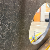 Black Speckled Quartz Countertop Slab with Oval Sink Cutout and Faucet Holes