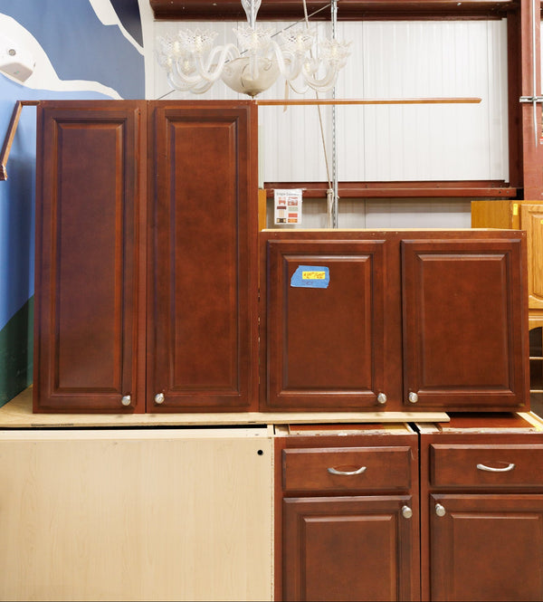 4pc Cherry-Finish Wood Kitchen Cabinet Set