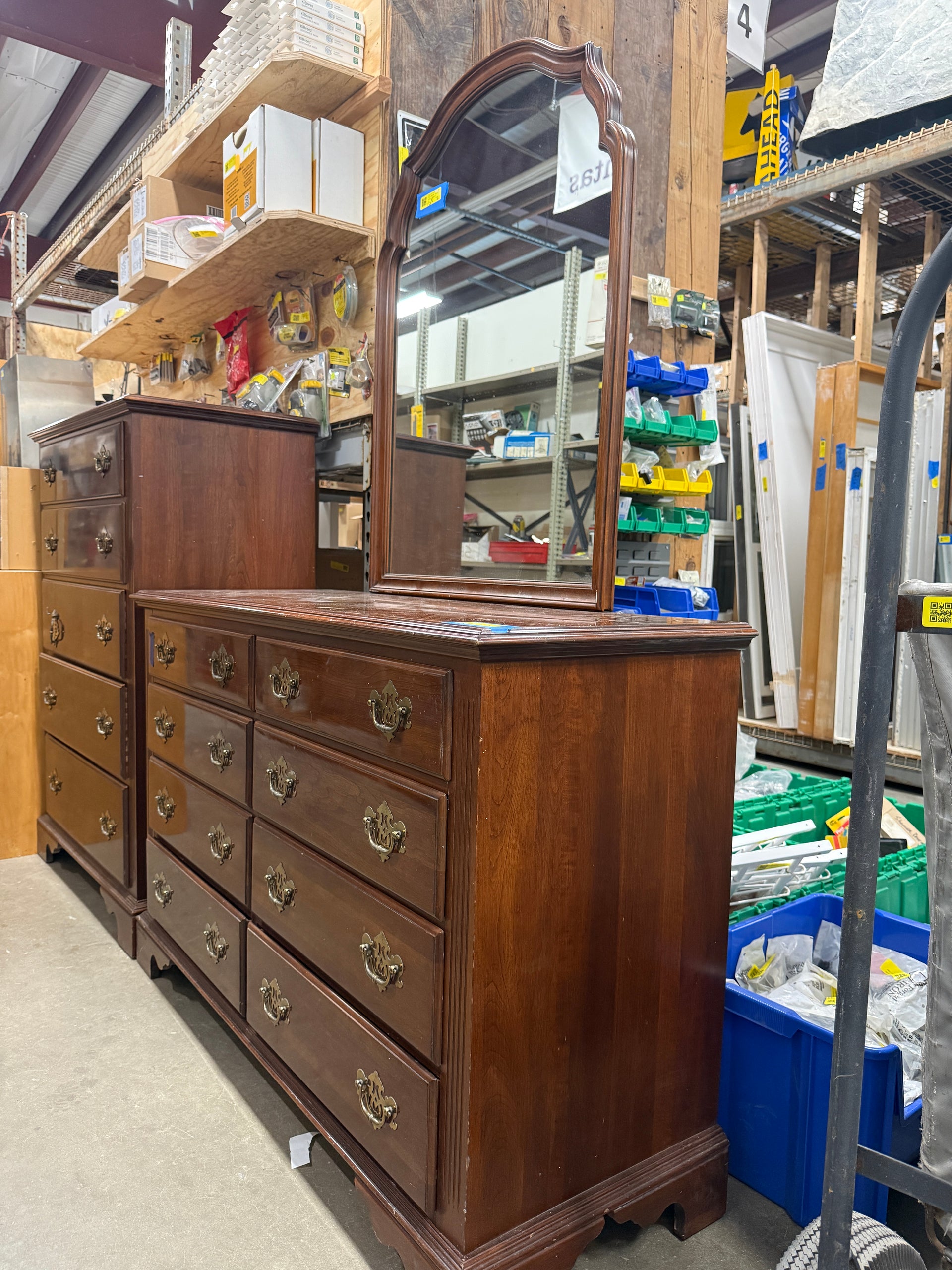 Solid Wood Dresser with Attached Mirror – Boston Building Resources